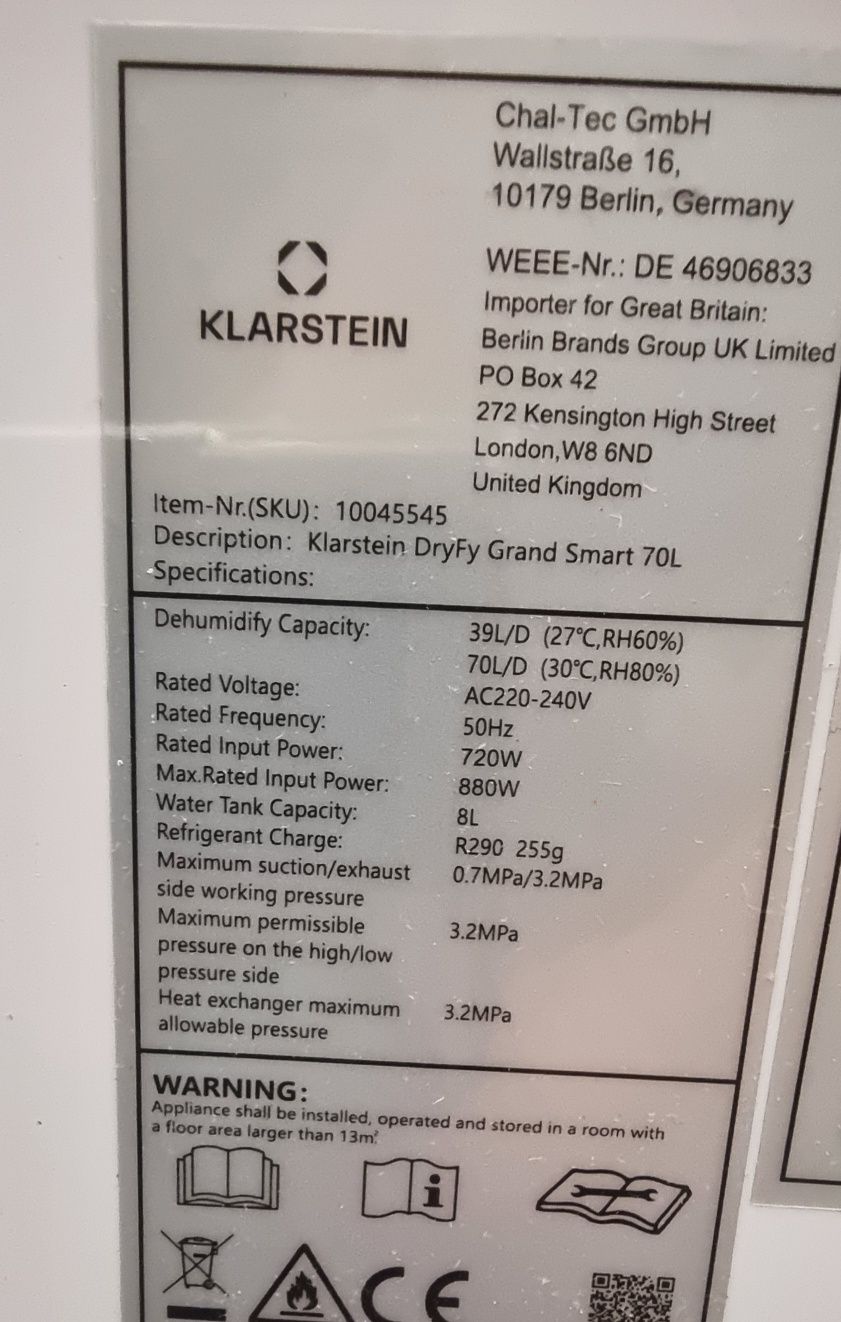 Влагоуловител Klarstein