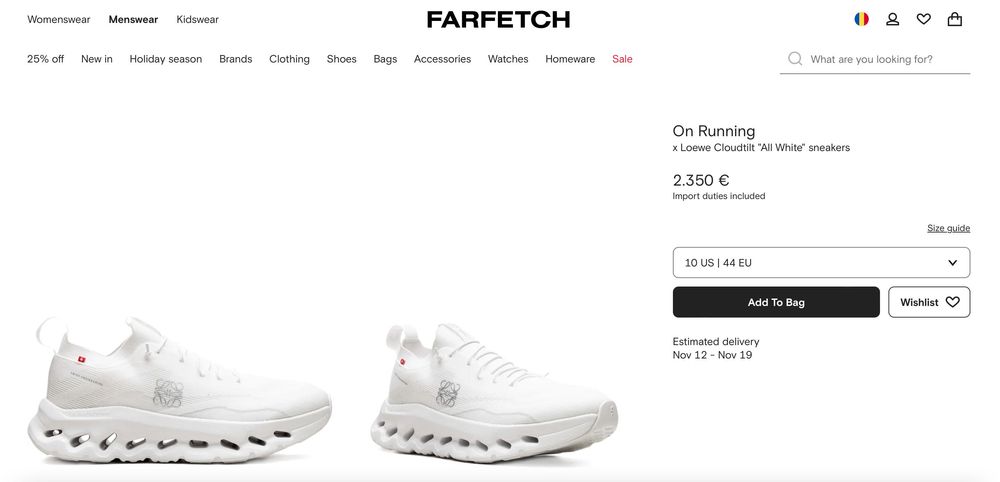 On Running x Loewe Cloudtilt All White sneakers 44