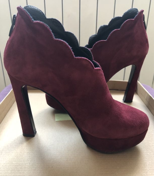 Botine / ghete din piele intoarsa, bordo, masura 36/37 - Musette