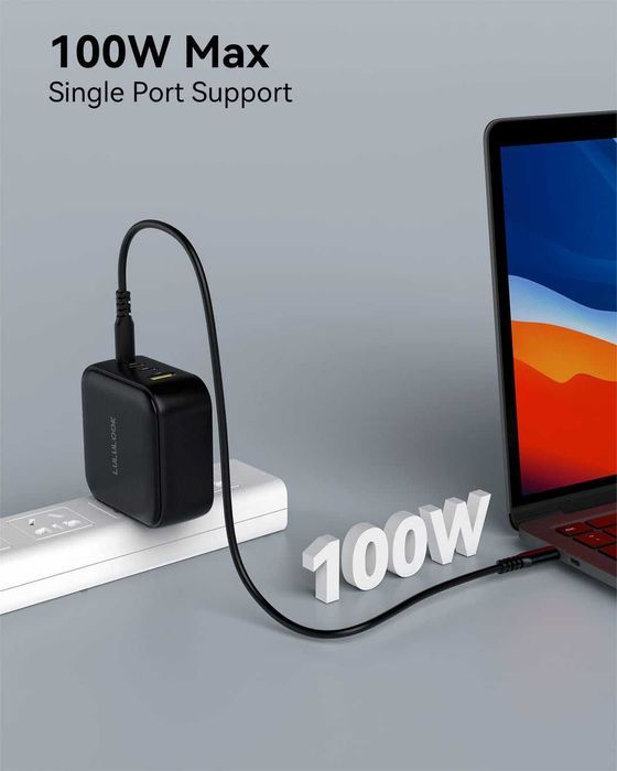 LULULOOK 100W USB C Charger, USB C/USB A - MacBook/Surface/Samsung etc