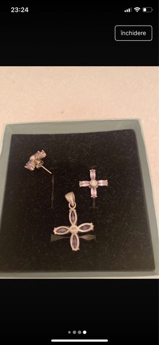 Set de argint cu piatra mov