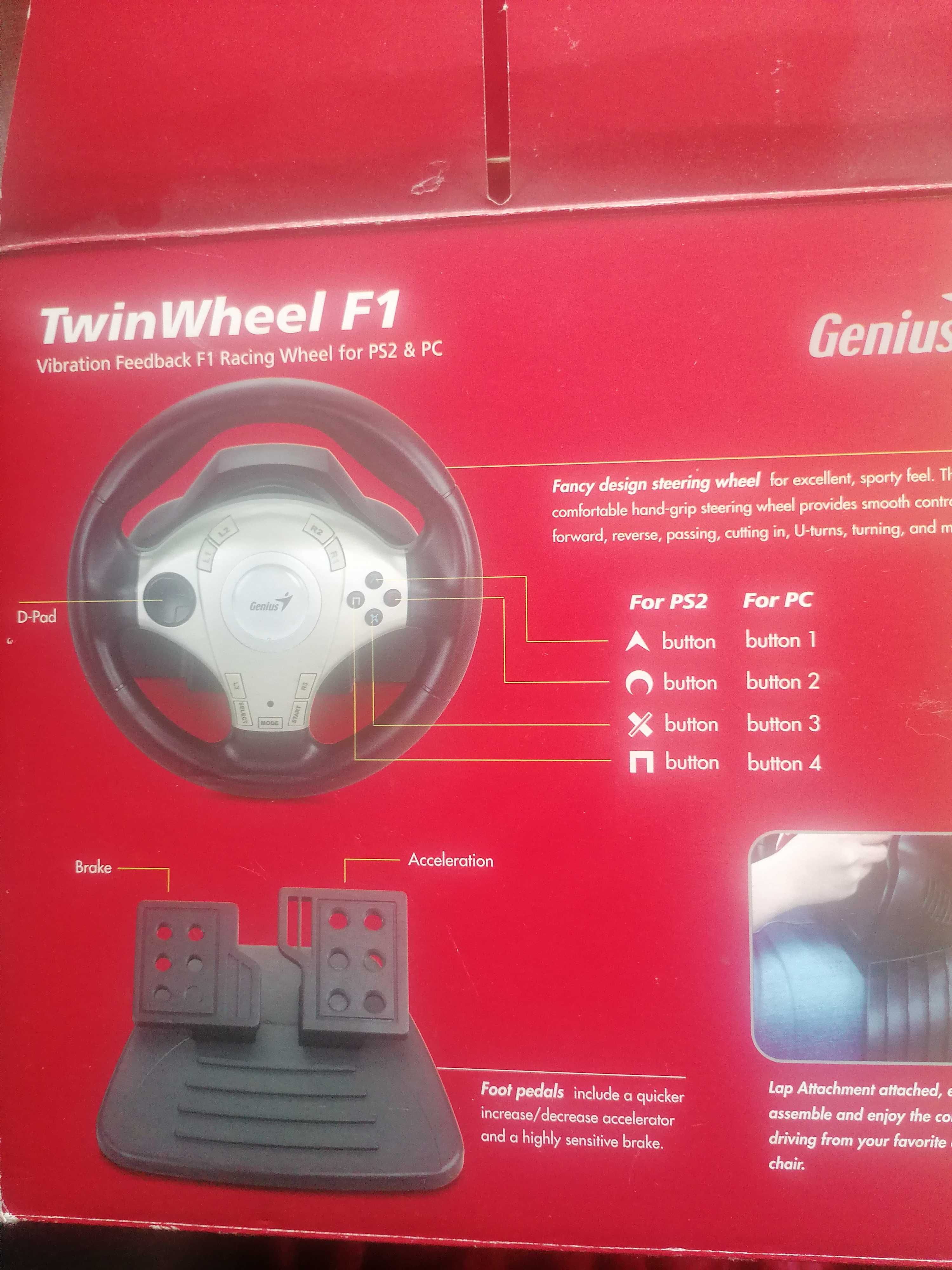 Volan Genius Twin Wheel F1, mini, Vibration, PC/PS2 combo wheel