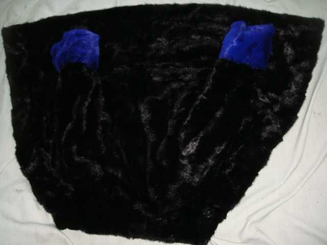 Шуба Норковая Черная с Сапфир синие рукава длина ниже колен НОВАЯ