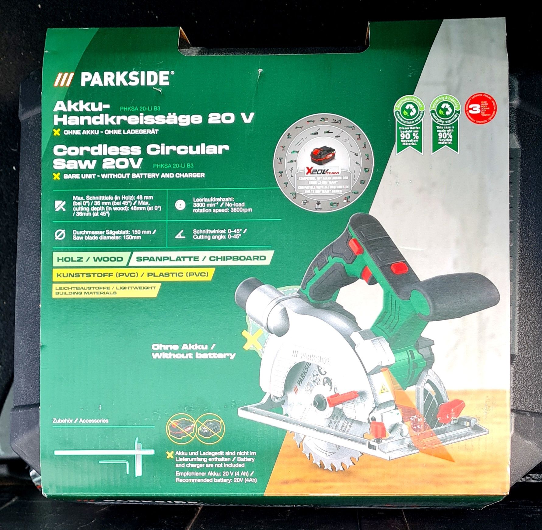 Parkside Циркуляр 20v, Импакт гайковерт ½"PDSSAP В2 226, Циркуляр 1350