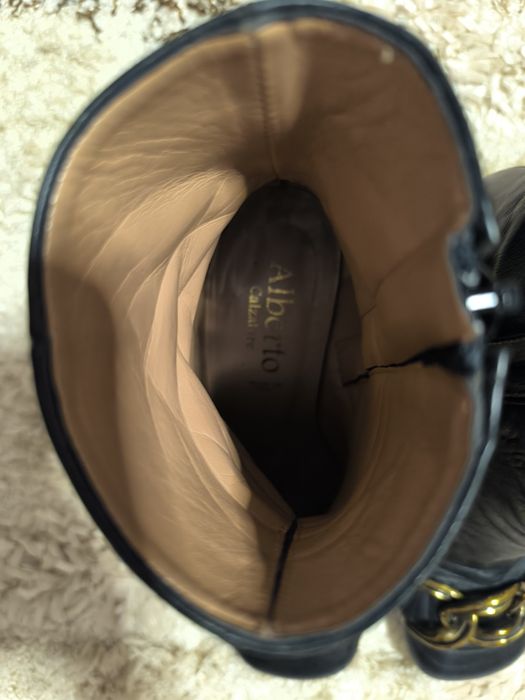 Черни дамски елегантни боти естествена кожа, италиански