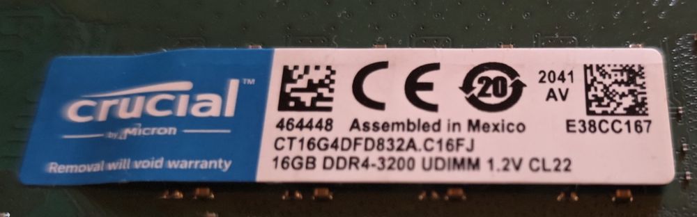 32GB RAM 3200MHz DDR4 Crucial