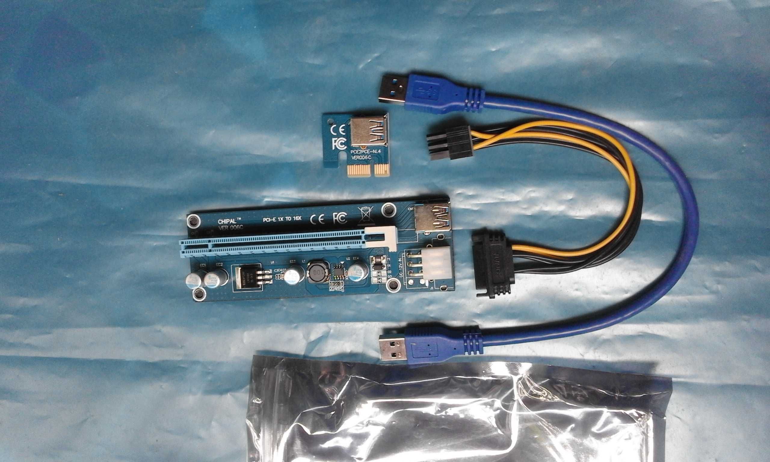 10 rizere Pci-e, 1x to 16x, cabluri USB + SATA_power