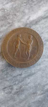 Placheta, medalie veche din Bronz, 1870