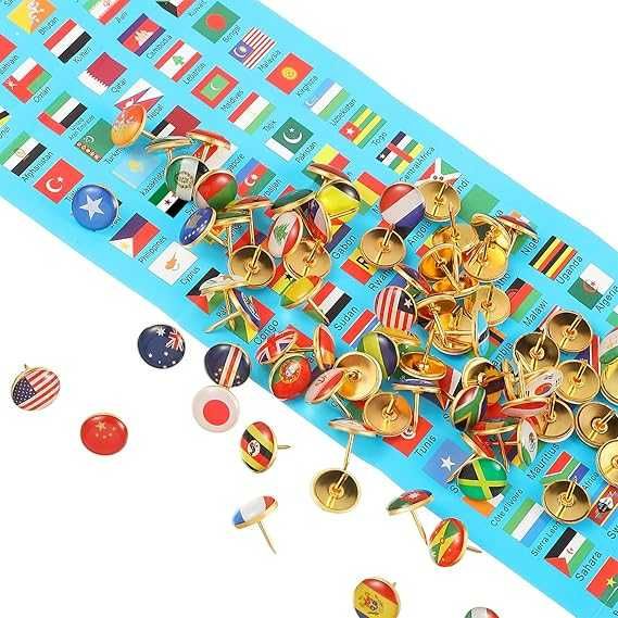 Знамена за карта на света за стена Flag pins
