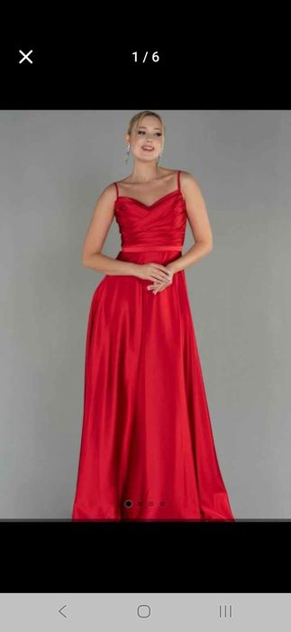 Червена официална сатенена рокля
