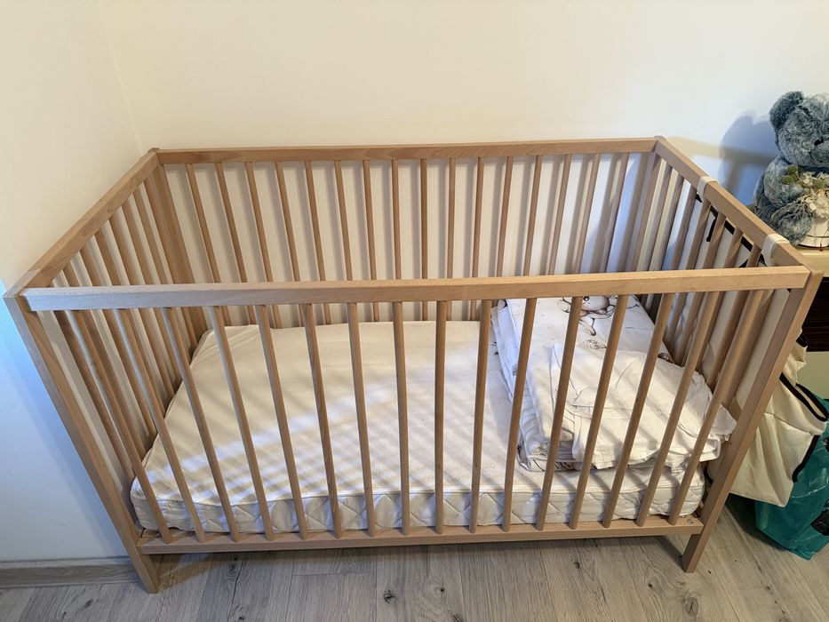 Patut copil cu saltea, asternuturi si protectie pat