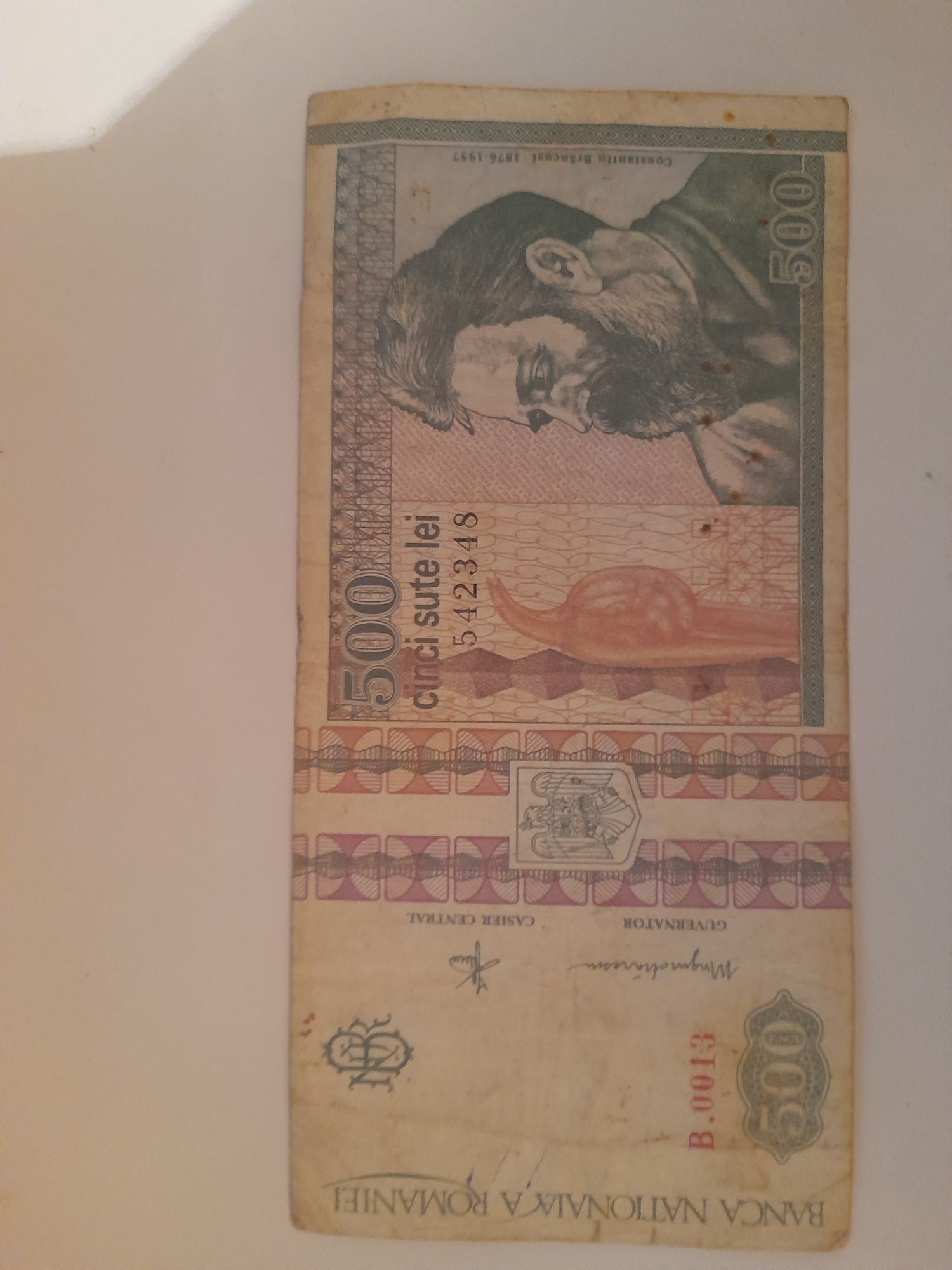 Bancnota 500 lei Constantin Brâncuși  anul 1992