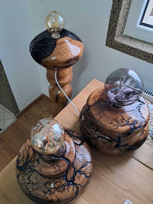 Veioze din lemn masiv recuperat de stejar