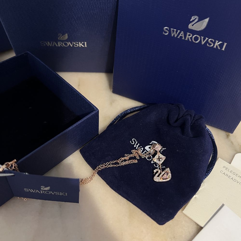 Lanțisor Swarovski Rose/Gold Dancing Swan