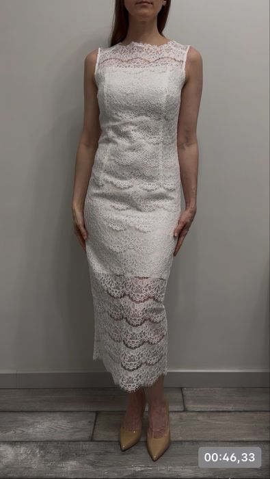 Платье на новый год корпоратив (цвет молочный, кружево, нежное)