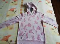 Bluza bej cu veverite si gluga H&M 134/140