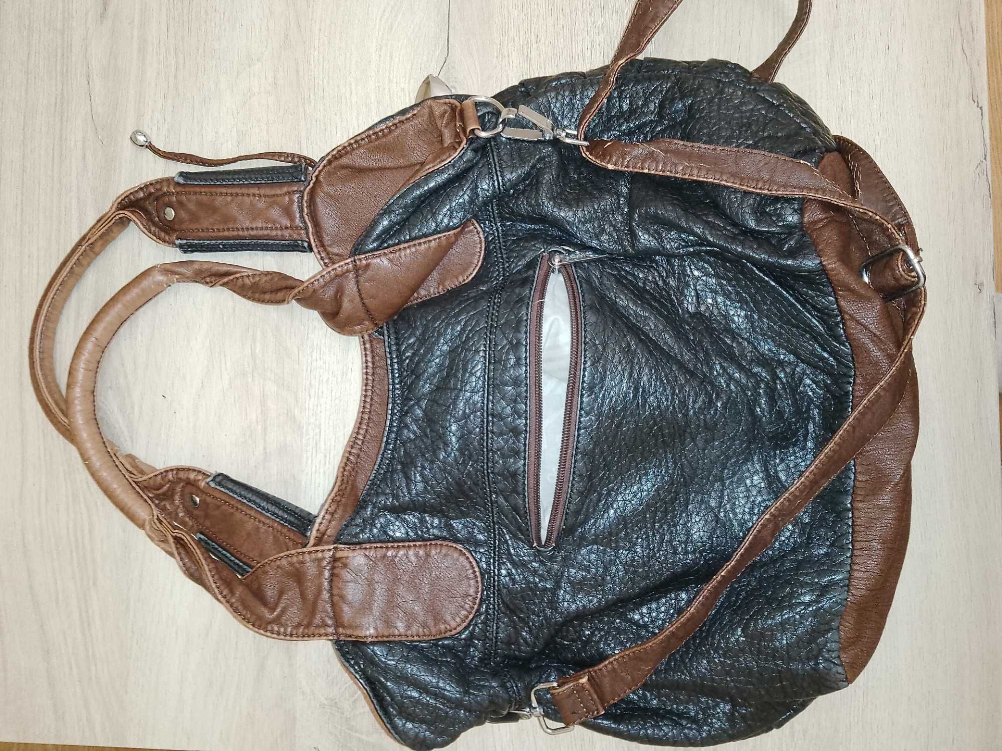 Дамска чанта в кафяво и черно