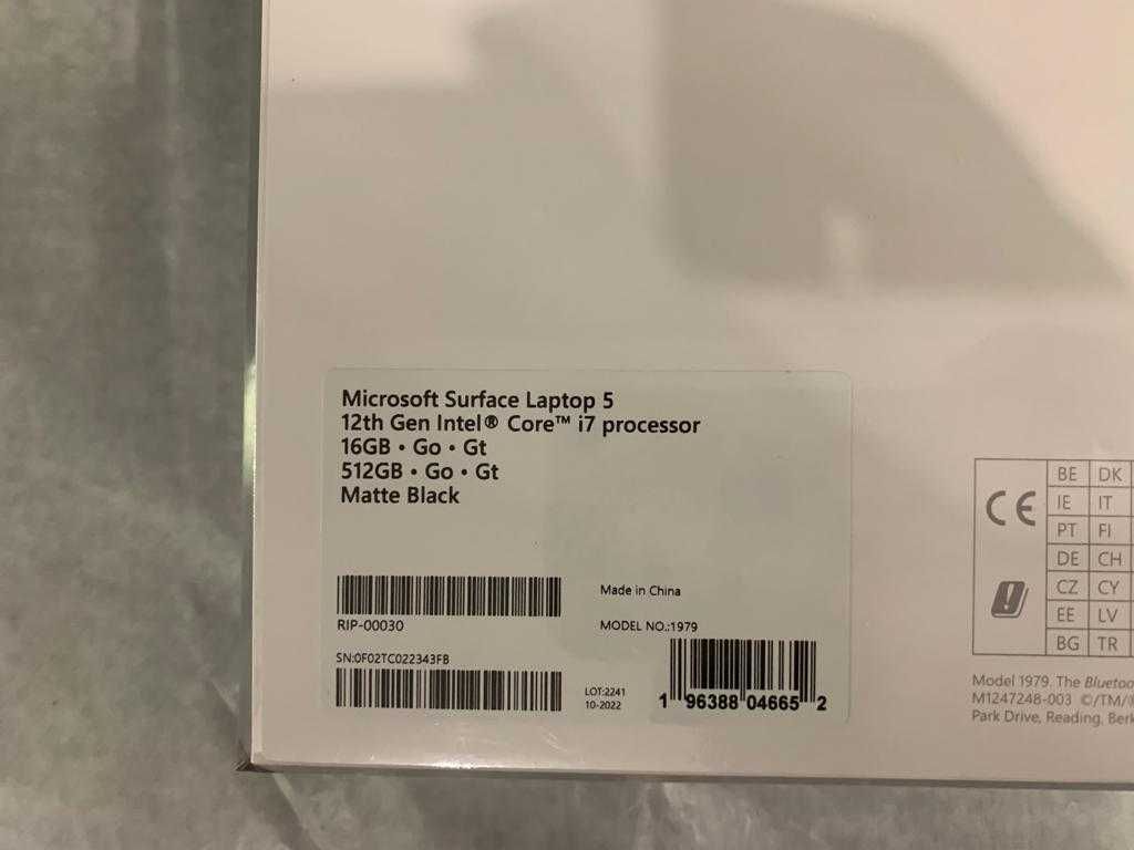 Microsoft Surface Laptop 5 i7 Gen 12 16Gb/512Gb, 15" , nou sigilat!