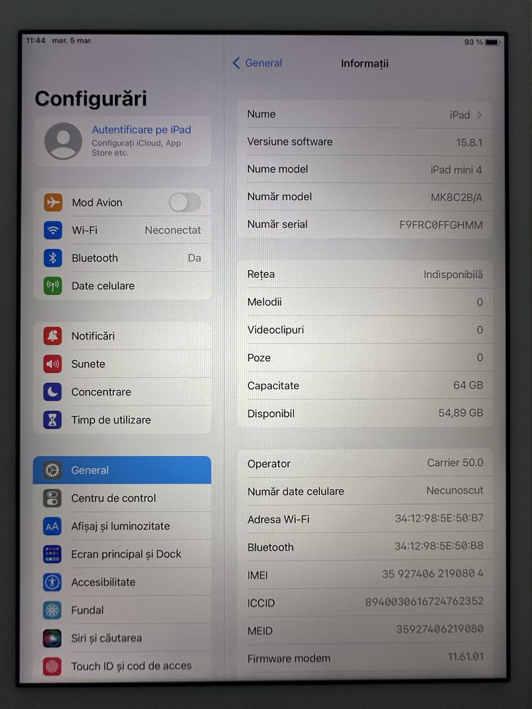 Apple iPad mini 4, 7.9’’, 64 GB , Celullar 4G, Auriu