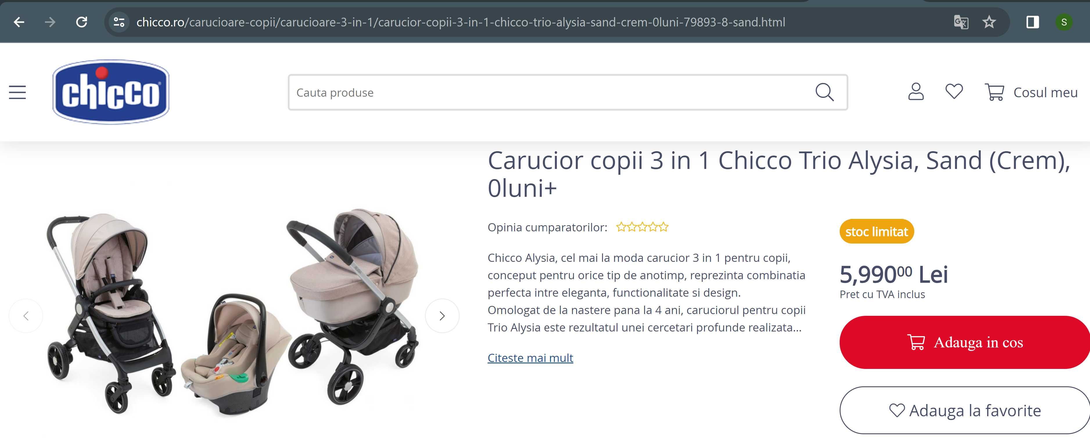 Carucior copii 3 in 1 Chicco Trio Alysia