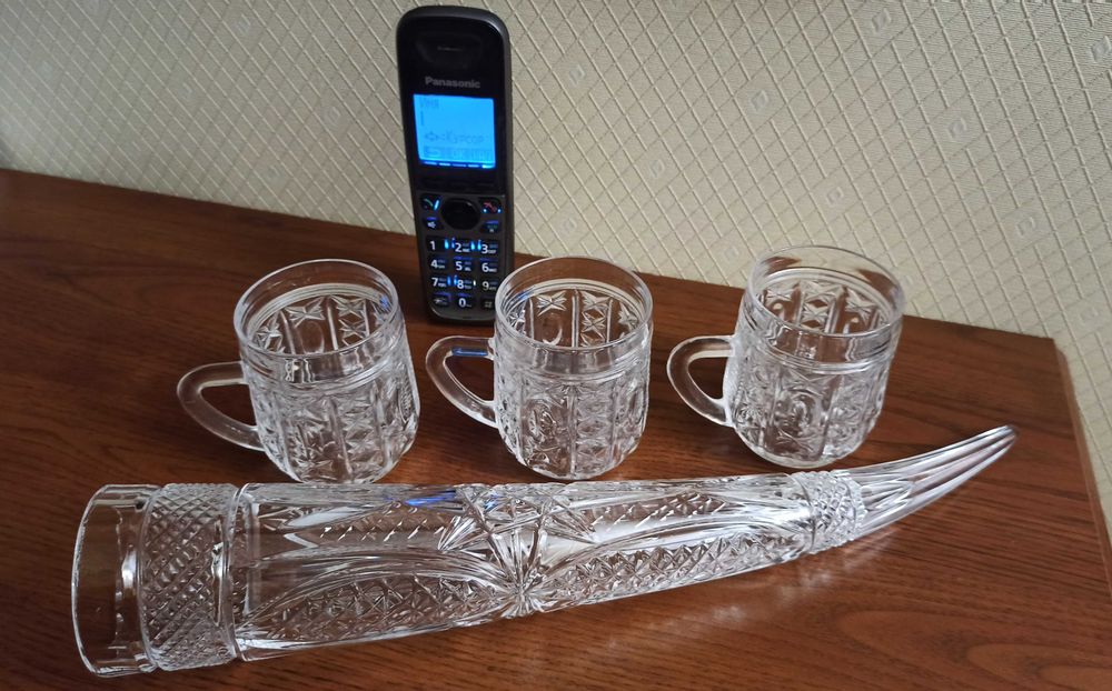 Хрустальные кружки рюмки туфелька хрусталь советский.