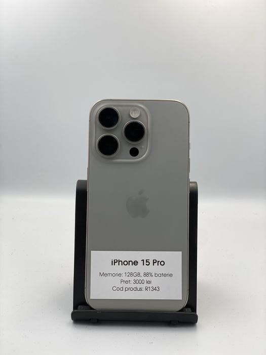 iPhone 15 Pro - 128GB memorie, 88% Baterie, 1 An Garantie