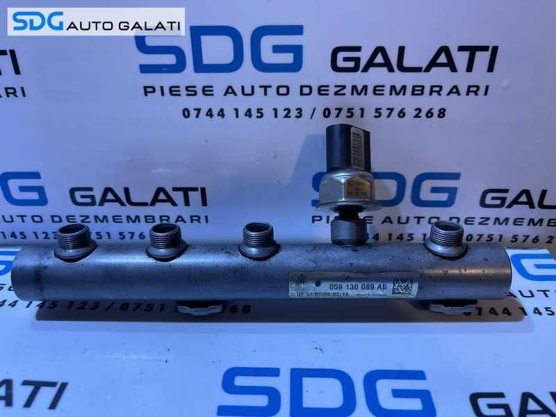 Rampa Presiune Injectoare Stanga cu Senzor Regulator Audi A6 C6 3.0 TDI V6 BMK BNG ASB 2005 - 2011 Cod 059130089AB 059130758E