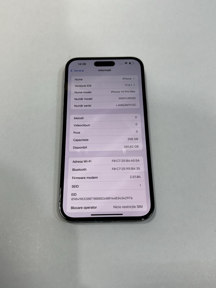 Iphone 14 Pro Max - Space Black - 256GB - 100% - Neverlocked