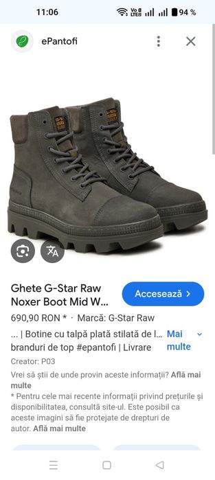 Ghete G-Star Raw Ghete Noxer Boot Mid  nr 43 noi
Ghete Noxer Boot Mid