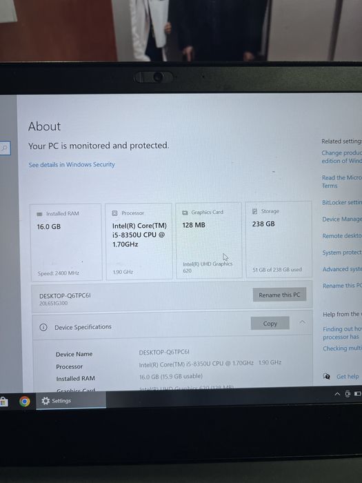 Vand laptop lenovo thinkpad t480 i5 8350u 16gb ssd 256gb full hd