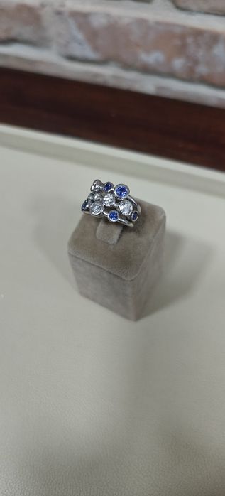 Inel aur 18k 13.28gr diamante și safire naturale (R)