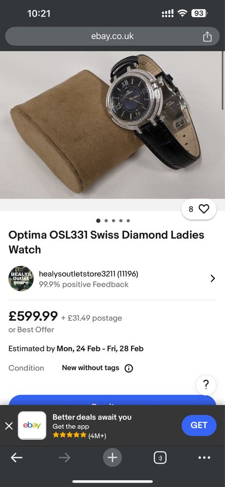 Optima - Swiss Diamond Watch френски дамски часовник с диаманти