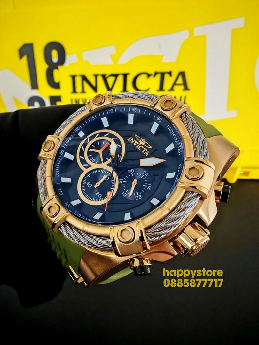 INVICTA Bolt Vestige Green/Gold 52 mm, Инвикта нов ръчен часовник
