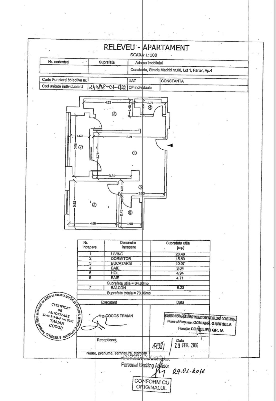 Apartament 2 camere , 70 mp, parcare,  tomis plus