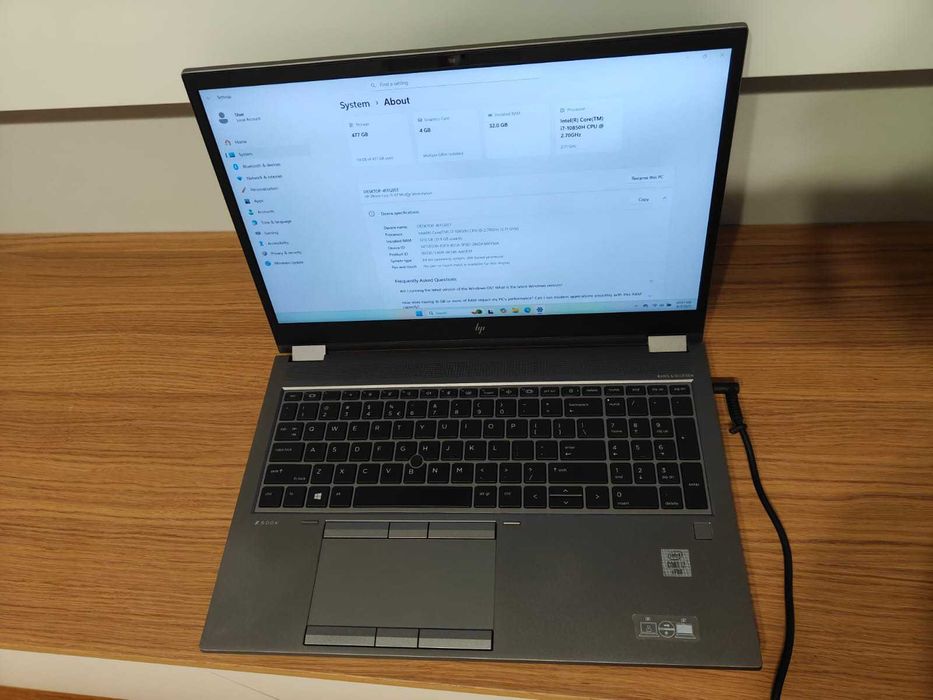 HP ZBook Fury 15 G7 – i7‑10850H, 32GB RAM, Quadro T1000, 512 GB SSD