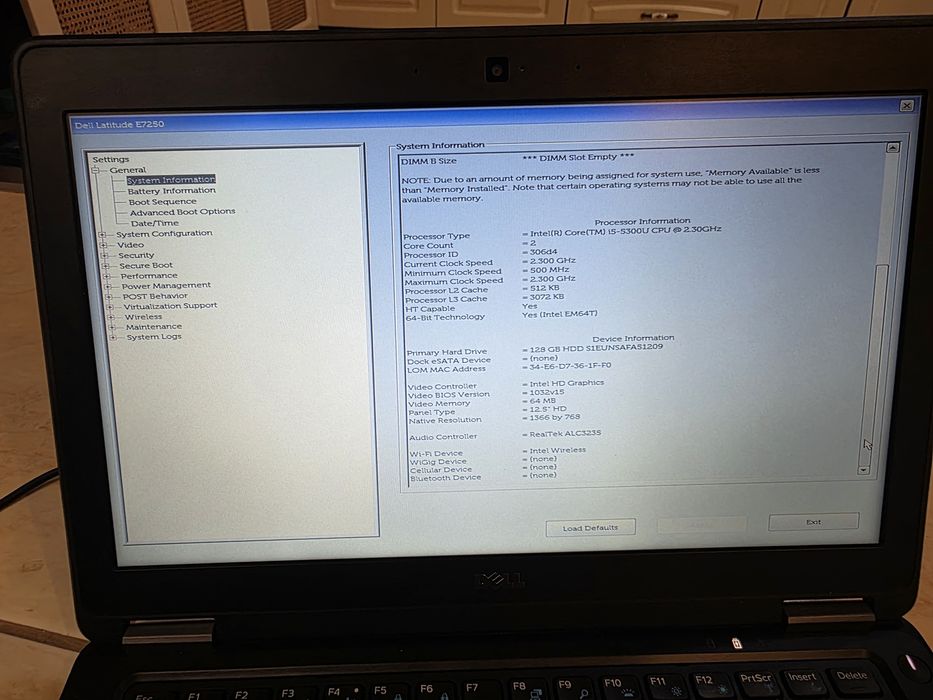 Laptop Dell Latitude E7250