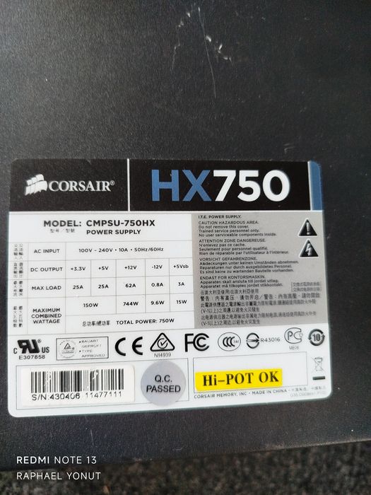 Sursa calculator PC modulara 750w Corsair hx 750 și Platimax 1700w