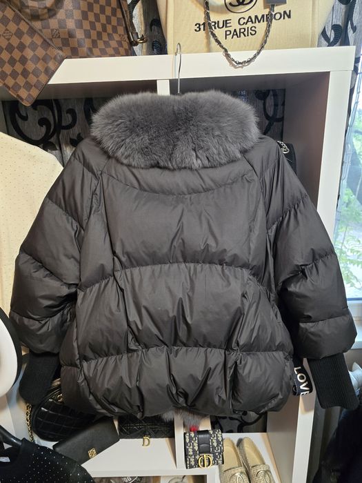 Geacă cu puf de gâscă și blană naturală