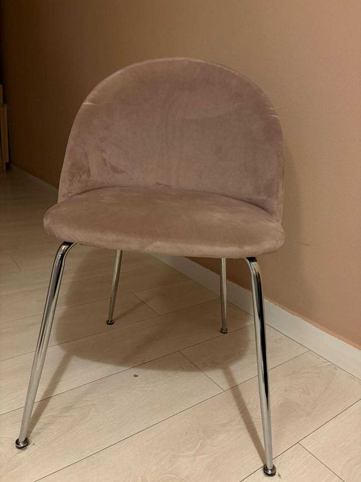 Scaun de catifea roz pal NOU