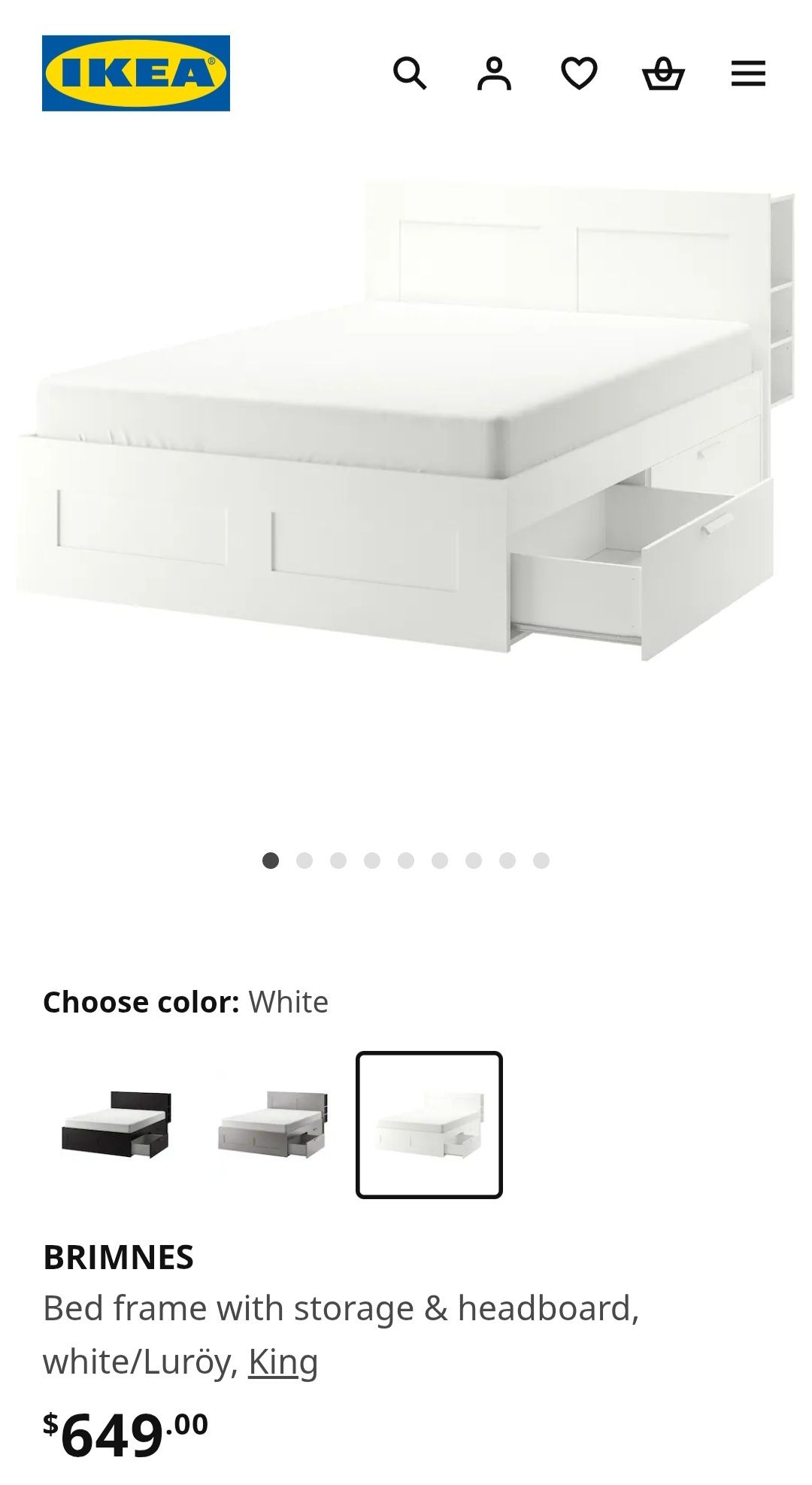 Легло BRIMNES King size Ikea и Матрак HYLLESTAD Икеа