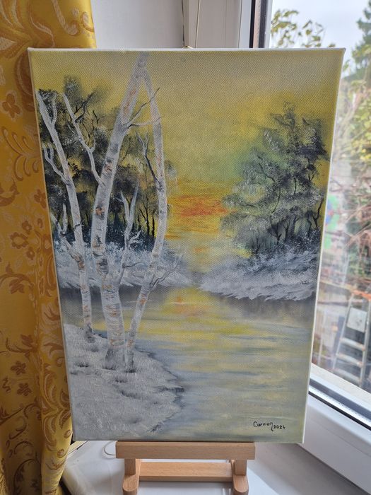 Tablou cu tematica iarna.