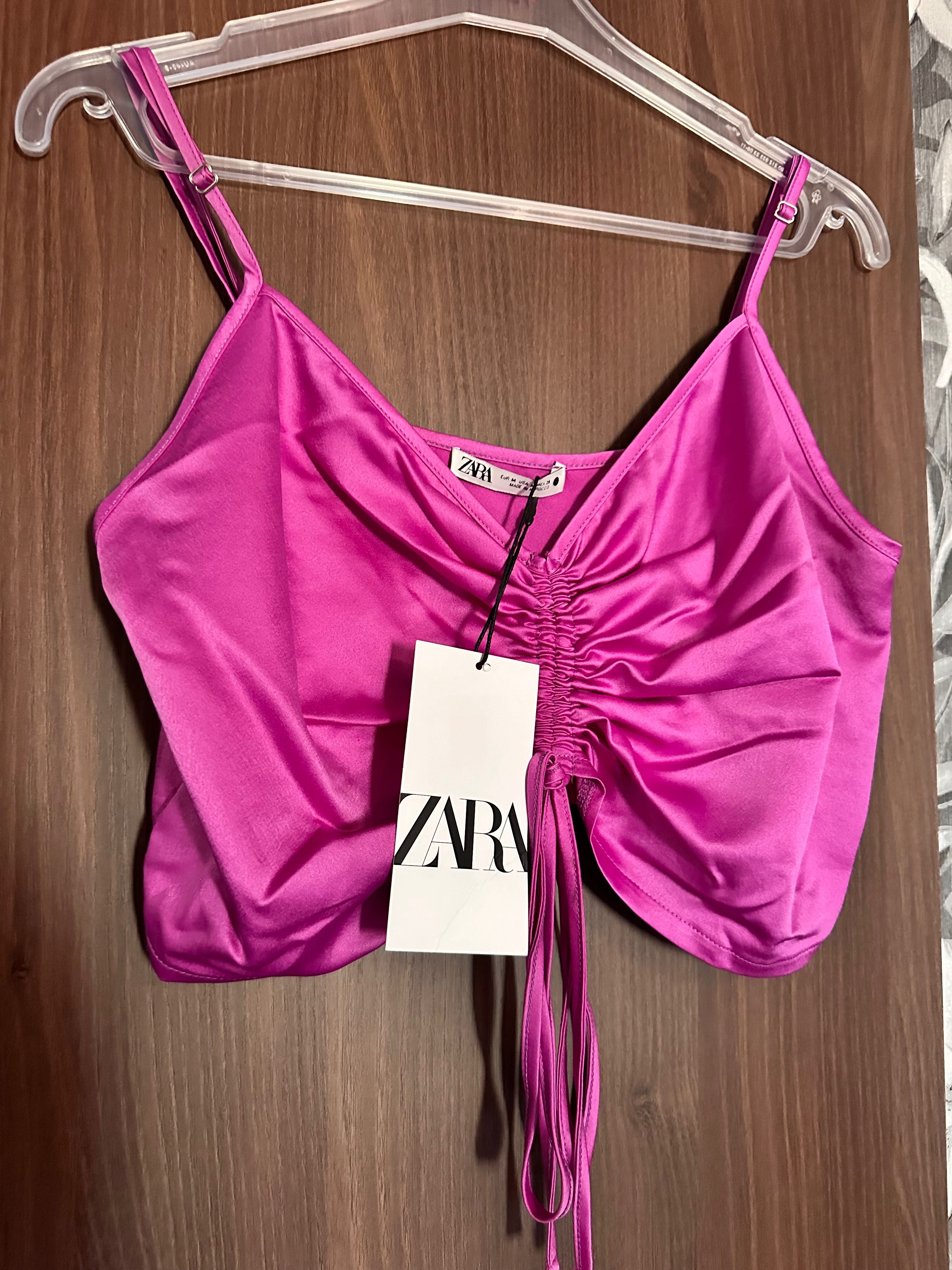 Zara къс сатенен топ