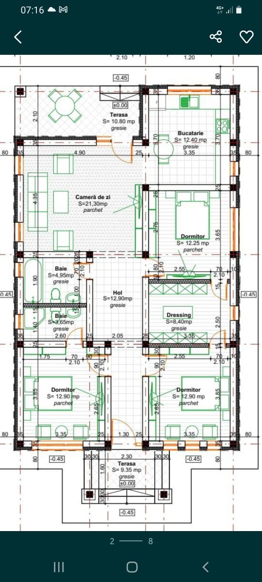 Case 101mp utili +20 mp de terasa acoperita,(living,3 dormitoare, dres