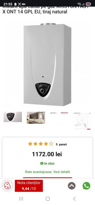 Instant pe gaz Ariston