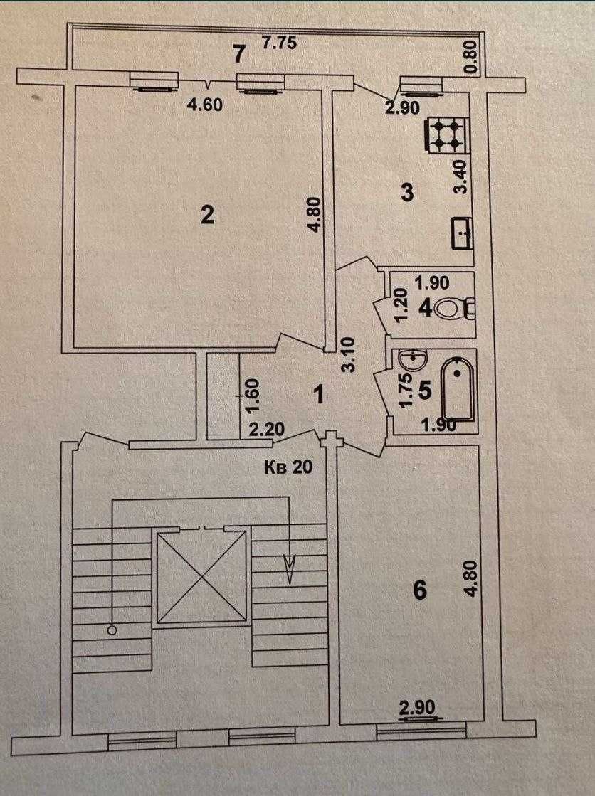 Продается 2х комнатная, отдельный вход