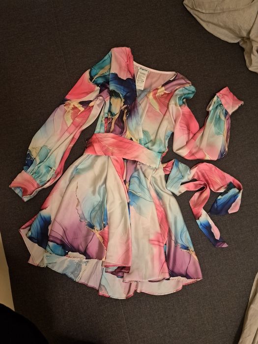 Цветна сатенена рокля Dizi