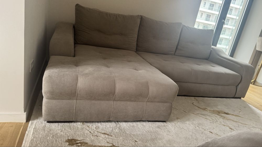 Colțar extensibil Atena cu ladă de depozitare – 300x190 cm