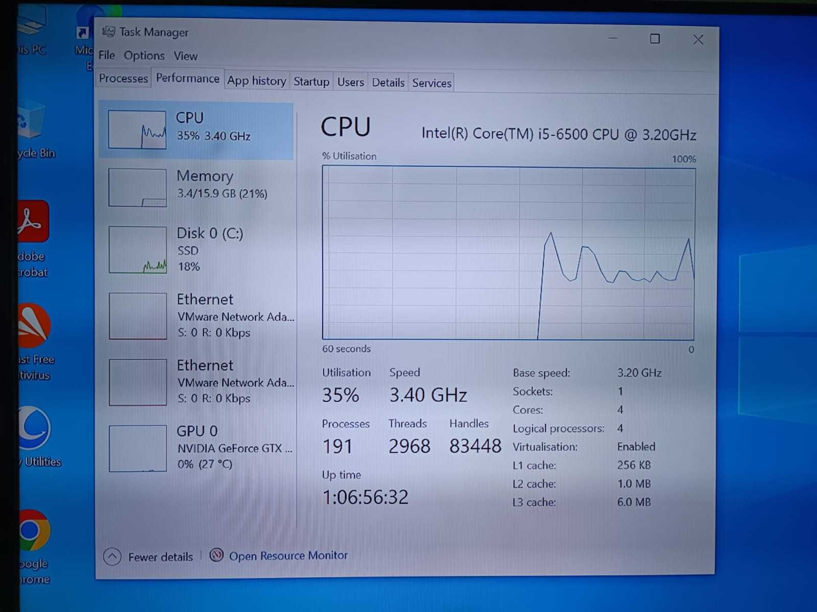 Calculator folosit Intel i5-6500 / 16GB / nVidia 1050Ti