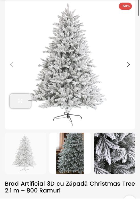 Vand brad artificiale 2.1m cu zapada 3D