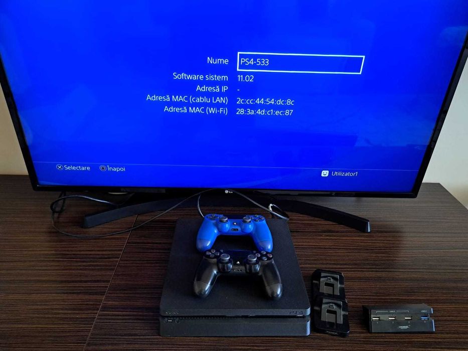 Playstation 4 Slim (PS4), 500 GB + 2 Controllere Wireless (DUALSHOCK4)